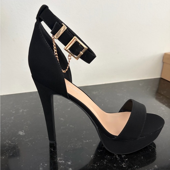 Marco Republic Shoes - BRAND NEW Women's Black Ankle-Strap Platform Heels with Gold Accent